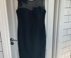 Italian designer MAESTRI Black embellished cocktail dress