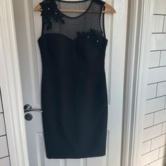 Italian designer MAESTRI Black embellished cocktail dress