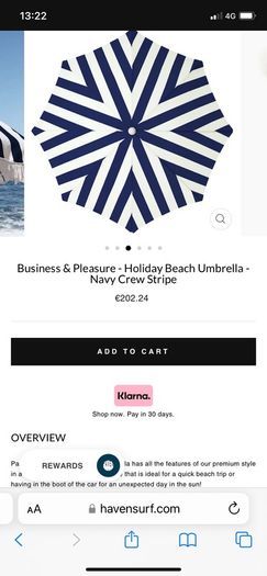 New Lauren navy stripe beach parasol by business and pleasure