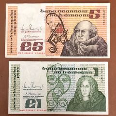 Two Irish Punt Notes