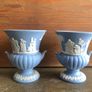 Vintage Wedgwood Blue Jasperware Miniature Urns Image 2
