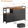 Chest of Drawers Bedroom, Contains 2 USB & 2 AC Ports Sockets, Storage Dresser with 8 Fabric Drawers Suitable for Bedrooms, Living Rooms, Retro Color Image 3