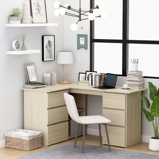 Corner Desk Sonoma Oak 145x100x76 cm Chipboard