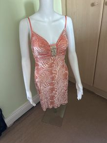 Salmon pink mini dress