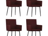 Dining Chairs with Armrests 4 pcs Wine Red Fabric