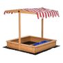 Sand Pit Kids Wooden Sandbox with Cover Children Sandpit Play Station Height Adjustable with Canopy, Bottom Liner, Plastic Basins for Outdoor Aged 3-7 Years Image 2