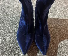 NEW Insolia Navy Velvet Sock Boots - Size 39 / Size 6