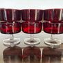 6 Vintage MCM Luminarc Cavalier Ruby Red with Smoked Glass Bowl Dessert Glasses Sherbet Cups French 1960 70s Image 2