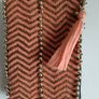Beaded Coral & Gold Clutch / Wristlet Bag with Tassel Image 4