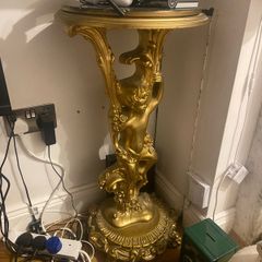 gold cherub pedestal side table