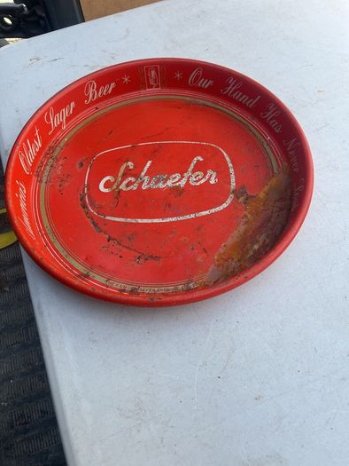 Vintage Schaefer pub tray 14in diameter