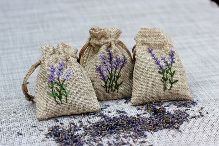 Hand Embroidered Lavender Sachets - Set of 3