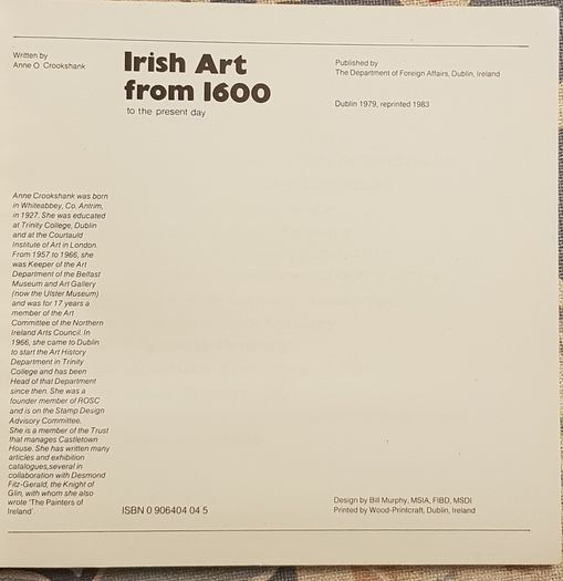 Irish Art From 1600 To The Present Day by Anne O'Crookshank