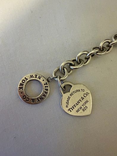 Tiffany & Co. Style 925 Silver Heart Charm Bracelet