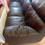 3 seater brown leather sofa Image 3