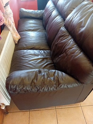 3 seater brown leather sofa