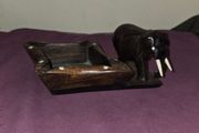 African Elephant wooden ashtray/trinket dish