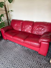 Red Leather 3 seater couch