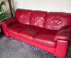 Red Leather 3 seater couch