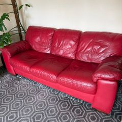 Red Leather 3 seater couch