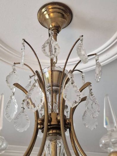 Old Brass&Cut Glass Chandelier