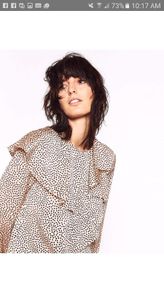 ZARA double frill printed top, blouse, polka dot