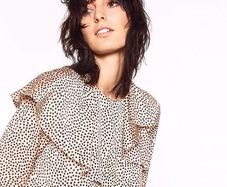ZARA double frill printed top, blouse, polka dot