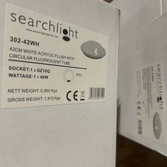 Search Light 42cm White Acrylic Flush