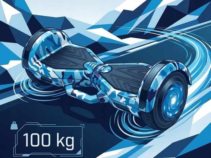 8" Camo Blue Hoverboard with Bluetooth, 6 LED Lights & Free Protective Pads
