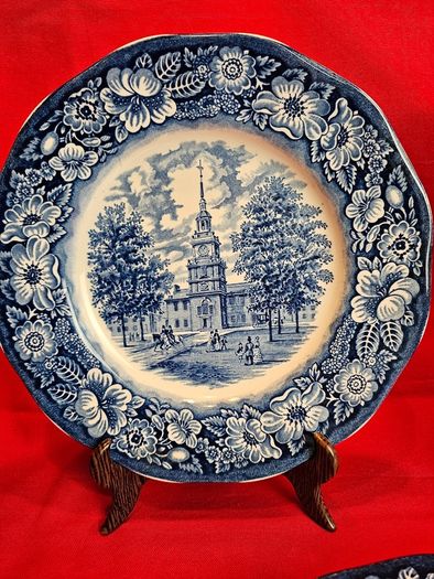 Liberty Blue Independence Hall - classic English transferware from the period of the Bicentennial of American independence