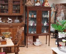 Sheraton-Style Inlaid Glass Display Cabinet c.1900-1915