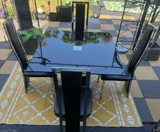 Black Glass and chrome dining table and chairs