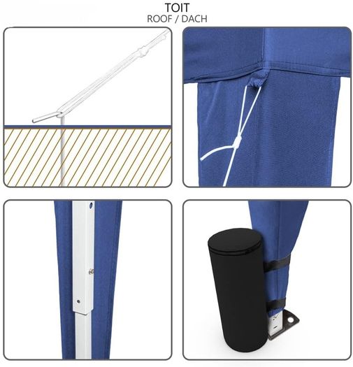 3x3m Pop Up Gazebo Tent with Side Walls 4 Weight Bags And Carry Case Blue
