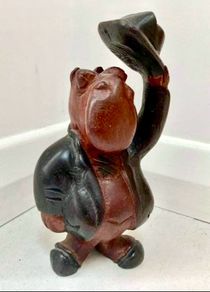 Vintage Wooden Hippo Figurine