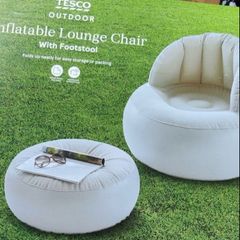 Festival-Bedroom Inflatable Chair With Footstool. Deal on Two