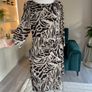 Wallis Ladies Knee-length Black and Beige Animal-print Dress with gathered side tie. Image 6