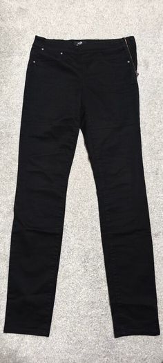 Wallis Black High-Waisted Jeggings / Trousers with Side Zip - Size 8