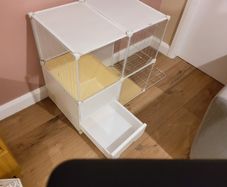 Indoor cat house with litter box tray