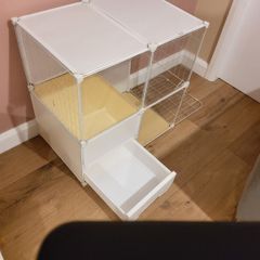 Indoor cat house with litter box tray