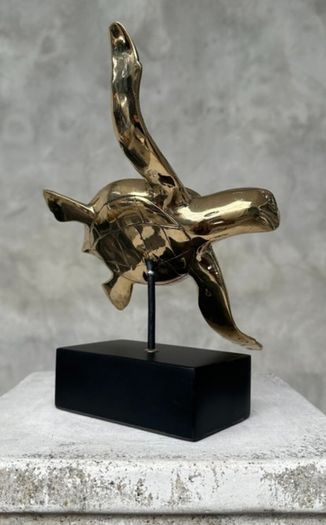Turtle - Polished Bronze, Metal Stand