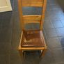 Reduced to sell  4 solid kitchen chairs with brown leather seats Image 2