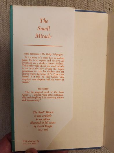 Paul Gallico books. Flowers  for Mrs Harris, Thomasina, and The small miracle. All hardback with dustjacket in good condition. Thomasina is a first edition.35