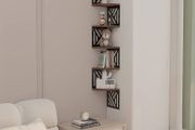 Geometric Shapes Corner Shelves for Wall, Floating Corner Shelf and Bookcase, Living Room Bedroom Bathroom Corner Shelves 7.67x7.67x0.6in