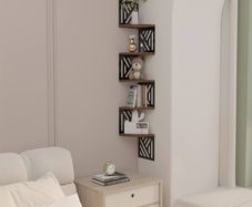 Geometric Shapes Corner Shelves for Wall, Floating Corner Shelf and Bookcase, Living Room Bedroom Bathroom Corner Shelves 7.67x7.67x0.6in