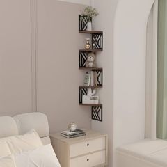 Geometric Shapes Corner Shelves for Wall, Floating Corner Shelf and Bookcase, Living Room Bedroom Bathroom Corner Shelves 7.67x7.67x0.6in