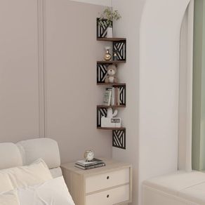 Geometric Shapes Corner Shelves for Wall, Floating Corner Shelf and Bookcase, Living Room Bedroom Bathroom Corner Shelves 7.67x7.67x0.6in