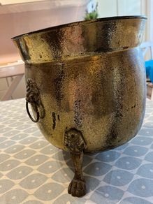 Antique brass pot