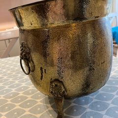 Antique brass pot