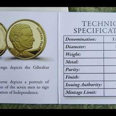 24Ct Gold Coin Padraig  Pearse commemorative gold coin issued by Gibraltar with Queen Elizabeth II obverse