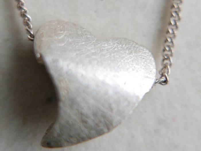 Vintage Sterling Silver Twisted Heart Necklace length 18" - 5,1g